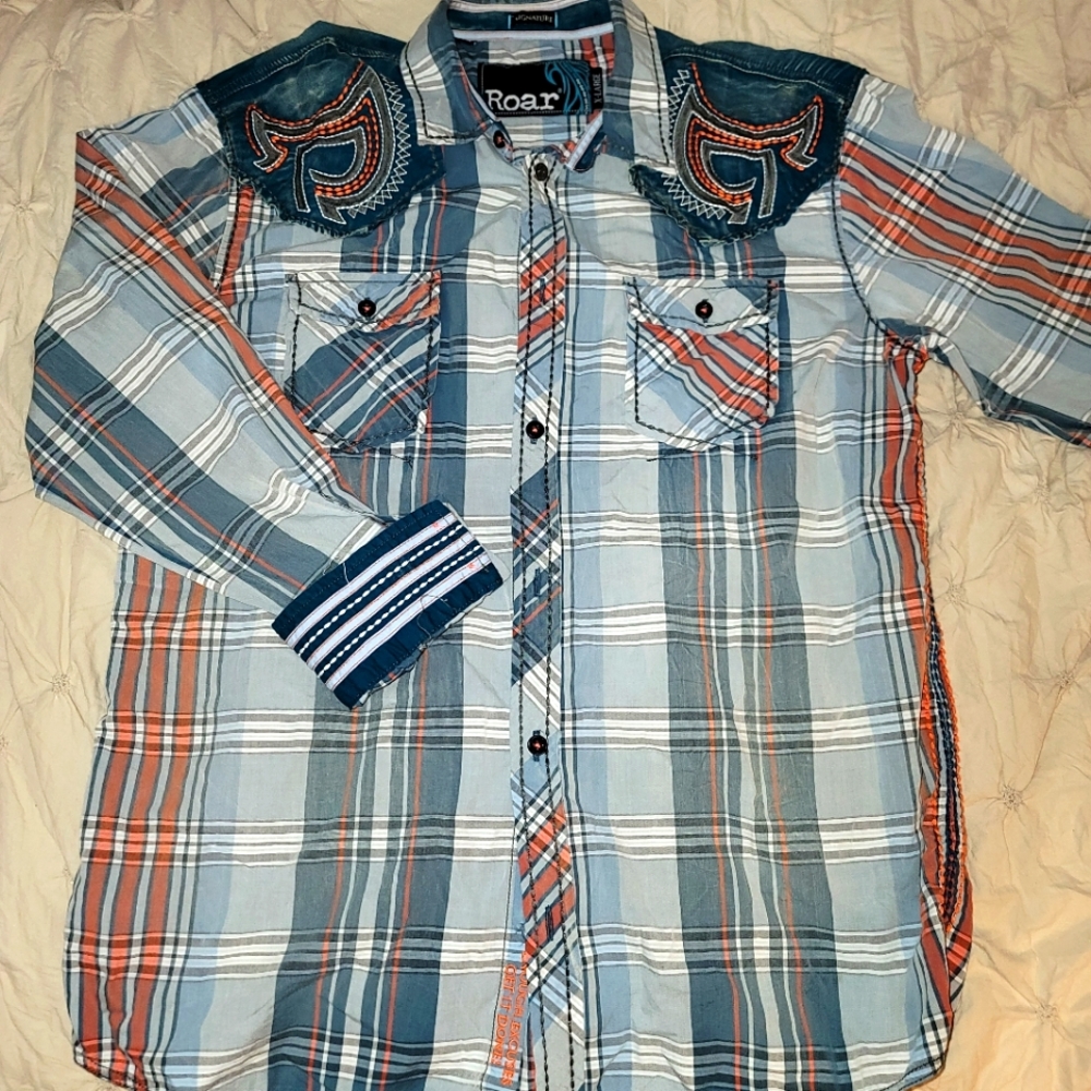 Roar Signature Embroidered Plaid Shirt